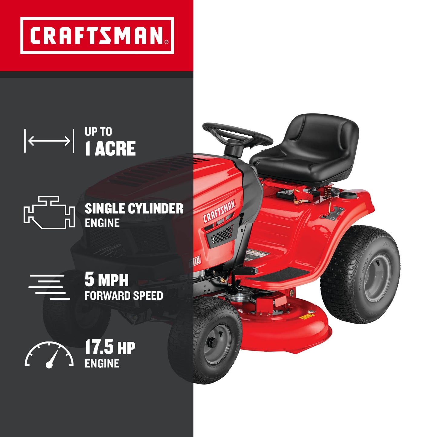 T110 17.5 HP Gas Lawn Tractor with 42-Inch Deck by CRAFTSMAN